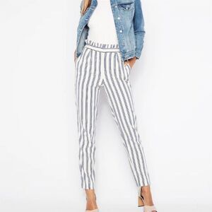 Express Women's Striped High Waisted Ankle Pants Blue Size‎ 00P